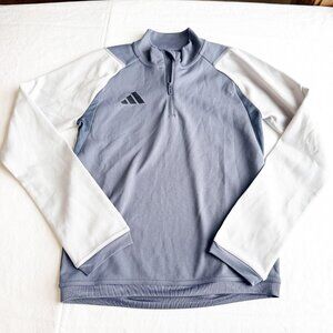 Adidas Kids Gray/White 1/4 Zip Pullover Top Size 9-10Y 100% Recycled Polyester